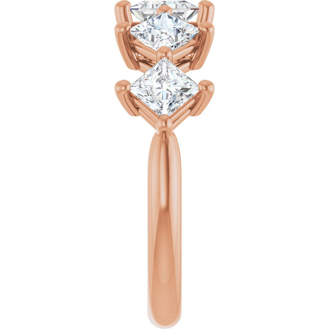 10K Gold Square Natural Diamond Five-Stone Anniversary Band – 5/8–1 9/10 CTW - Rose Gold - view 4