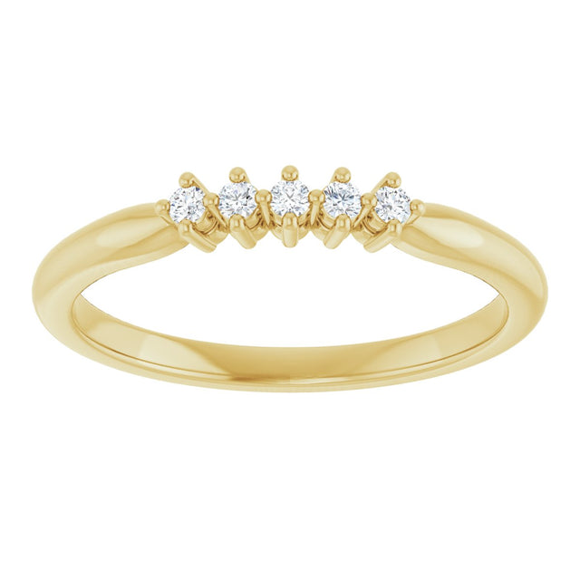 10K Gold Round Natural Diamond Five-Stone Anniversary Band – .07–1/5 CTW - Yellow Gold - view 3