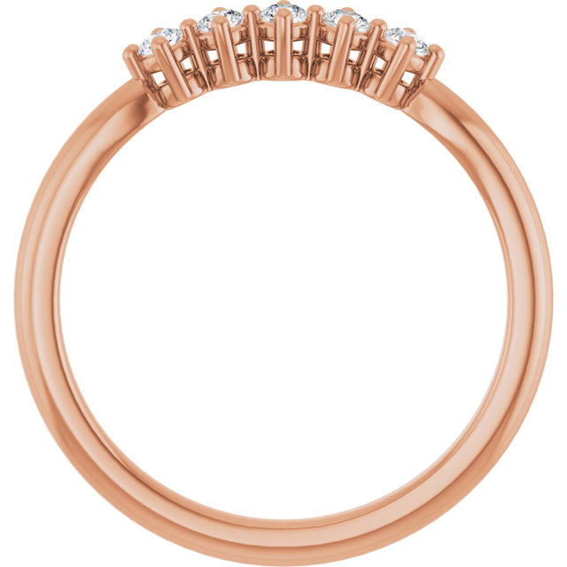 10K Gold Round Natural Diamond Five-Stone Anniversary Band – .07–1/5 CTW - Rose Gold - view 2