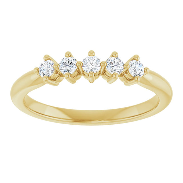 10K Gold Round Lab-Grown Diamond Five-Stone Anniversary Band – .07–1/3 CTW - Yellow Gold - view 3