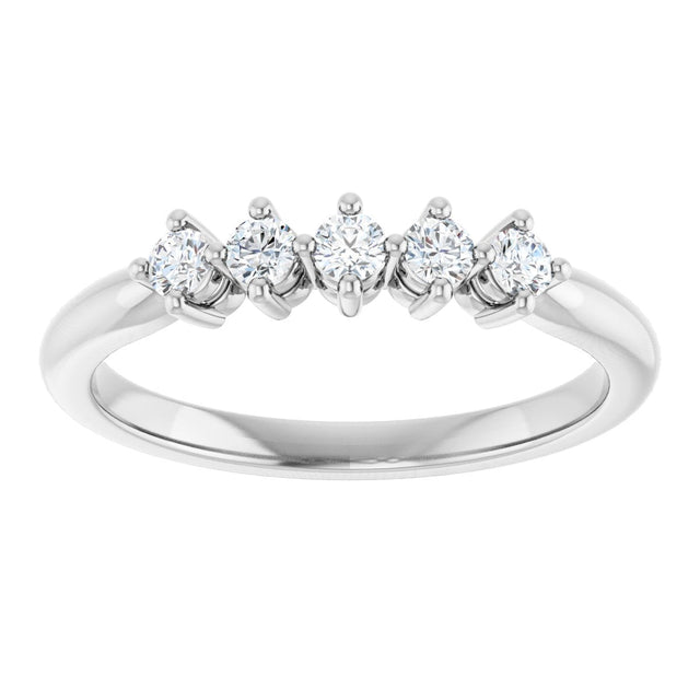 10K Gold Round Lab-Grown Diamond Five-Stone Anniversary Band – .07–1/3 CTW - White Gold - view 3