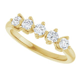 10K Gold Round Natural Diamond Five-Stone Anniversary Band – 1/3–3/4 CTW (Style 123843) - Yellow Gold - view 5
