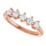 10K Gold Round Natural Diamond Five-Stone Anniversary Band – 1/3–3/4 CTW (Style 123843) - Rose Gold - view 5