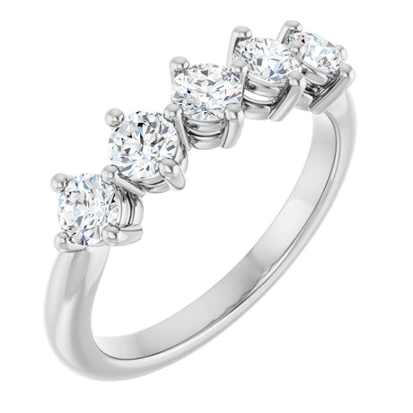 10K Gold Round Lab-Grown Diamond Five-Stone Anniversary Band – 3/8–3/4 CTW - White Gold