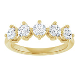 10K Gold Round Lab-Grown Diamond Five-Stone Anniversary Band – 9/10–1 5/8 CTW - Yellow Gold - view 3