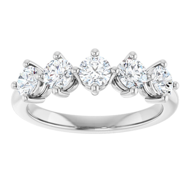 10K Gold Round Natural Diamond Five-Stone Anniversary Band – 1–1 1/2 CTW - White Gold - view 3
