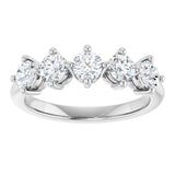 10K Gold Round Lab-Grown Diamond Five-Stone Anniversary Band – 9/10–1 5/8 CTW - White Gold - view 3