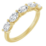 10K Gold Oval Natural Diamond Five-Stone Anniversary Band – 1 1/3–1 7/8 CTW - Yellow Gold