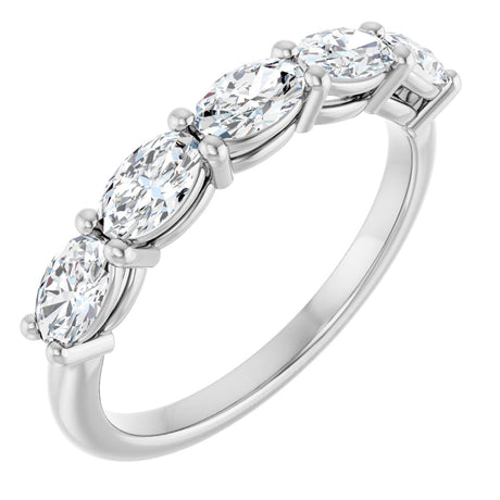 10K Gold Oval Natural Diamond Five-Stone Anniversary Band – 1 1/3–1 7/8 CTW - White Gold