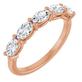 10K Gold Oval Natural Diamond Five-Stone Anniversary Band – 1 1/3–1 7/8 CTW - Rose Gold