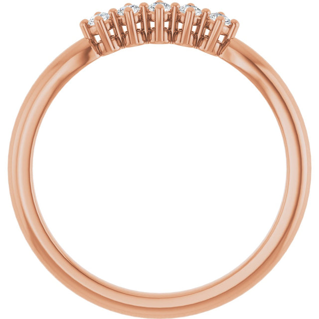 10K Gold Round Natural Diamond Five-Stone Anniversary Band – .07–1/5 CTW - Rose Gold - view 2
