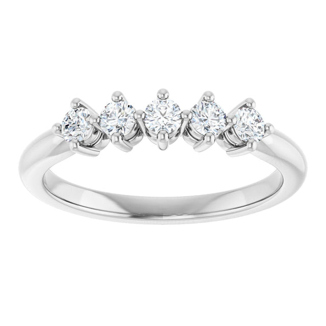 Platinum Round Natural Diamond Five-Stone Anniversary Band – 1/6–9/10 CTW - view 3