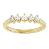 10K Gold Round Natural Diamond Five-Stone Anniversary Band – 1/3–3/4 CTW (Style 123843) - Yellow Gold - view 3