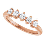 10K Gold Round Natural Diamond Five-Stone Anniversary Band – 1/3–3/4 CTW (Style 123843) - Rose Gold - view 5