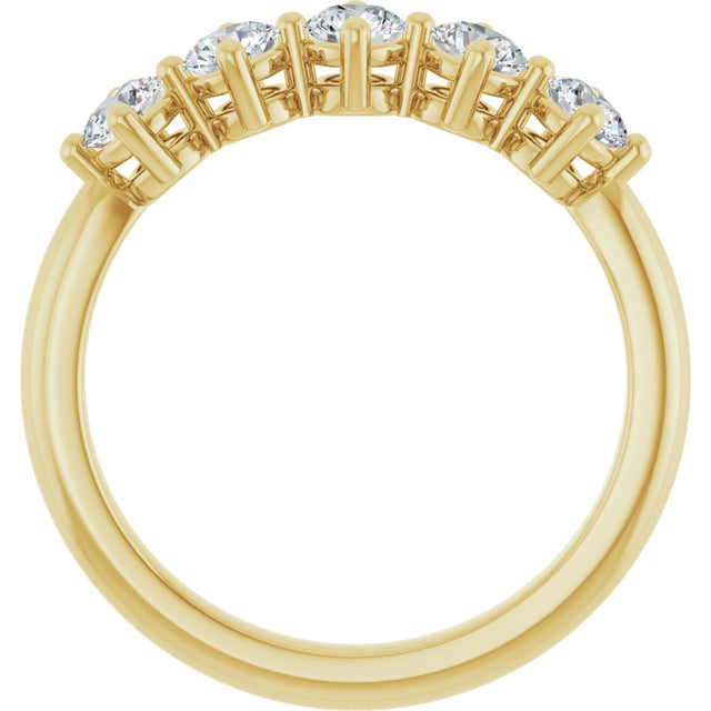 10K Gold Round Natural Diamond Five-Stone Anniversary Band – 1/3–3/4 CTW (Style 123843) - Yellow Gold - view 2