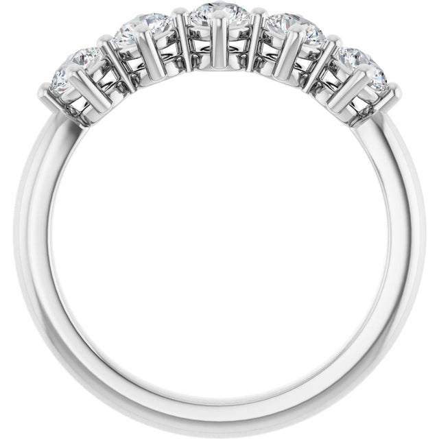 10K Gold Round Natural Diamond Five-Stone Anniversary Band – 1/3–3/4 CTW (Style 123843) - White Gold - view 2