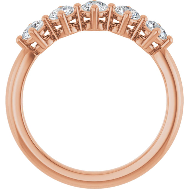 10K Gold Round Natural Diamond Five-Stone Anniversary Band – 1/3–3/4 CTW (Style 123843) - Rose Gold - view 2