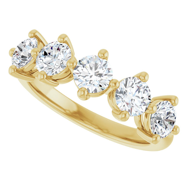 10K Gold Round Lab-Grown Diamond Five-Stone Anniversary Band – 9/10–1 5/8 CTW - Yellow Gold - view 5