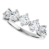 10K Gold Round Natural Diamond Five-Stone Anniversary Band – 1–1 1/2 CTW - White Gold - view 5