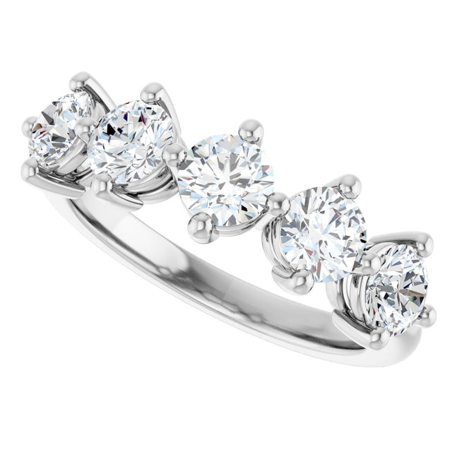 10K Gold Round Lab-Grown Diamond Five-Stone Anniversary Band – 9/10–1 5/8 CTW - White Gold - view 5