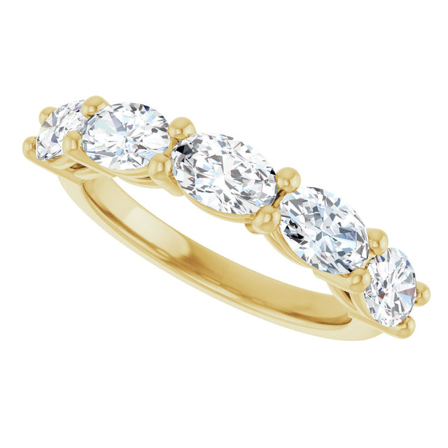 10K Gold Oval Natural Diamond Five-Stone Anniversary Band – 1 1/3–1 7/8 CTW - Yellow Gold - view 5