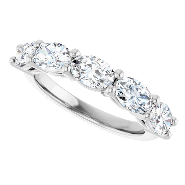 10K Gold Oval Lab-Grown Diamond Five-Stone Anniversary Band – 9/10–2 CTW - White Gold - view 5