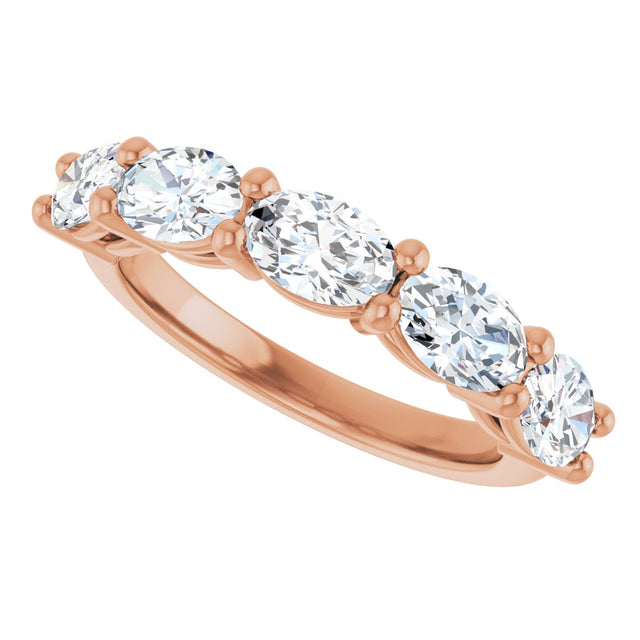 10K Gold Oval Lab-Grown Diamond Five-Stone Anniversary Band – 9/10–2 CTW - Rose Gold - view 5