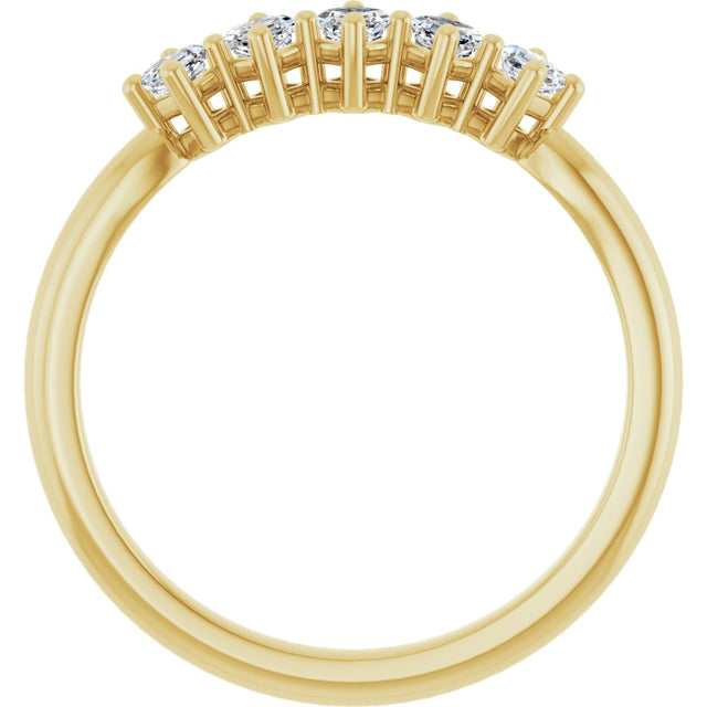 14K Gold Asscher Natural Diamond Five-Stone Anniversary Band – 1/4–3/8 CTW - Yellow Gold - view 2