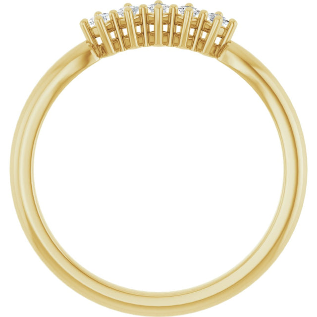 10K Gold Square Natural Diamond Five-Stone Anniversary Band – .07–1/2 CTW - Yellow Gold - view 2
