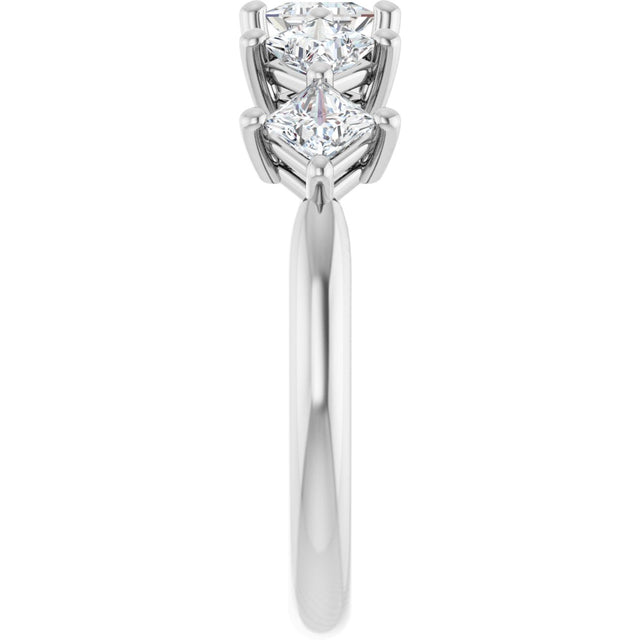 14K Gold Square Natural Diamond Five-Stone Anniversary Band – 3/8–1 1/8 CTW - White Gold - view 4