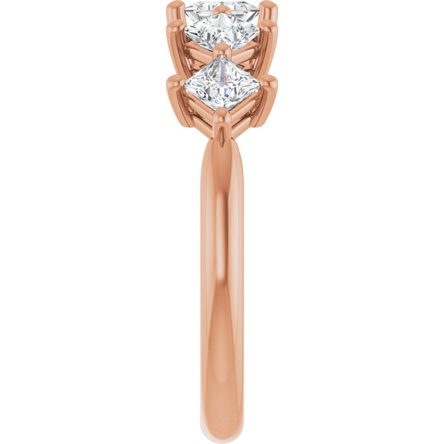 10K Gold Square Lab-Grown Diamond Five-Stone Anniversary Band – 1/2–1 9/10 CTW (Style 123843) - Rose Gold - view 4
