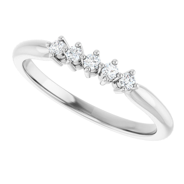 Platinum Round Natural Diamond Five-Stone Anniversary Band – 1/6–9/10 CTW - view 5