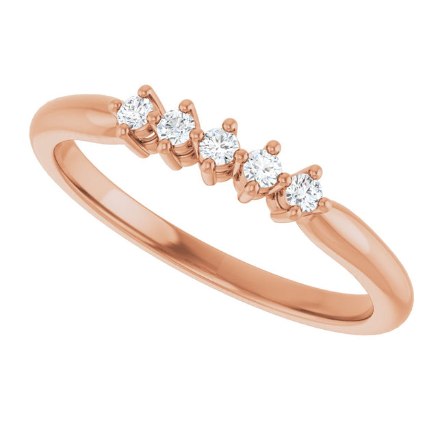 14K Gold Round Natural Diamond Five-Stone Anniversary Band – 1/6–5/8 CTW - Rose Gold - view 5