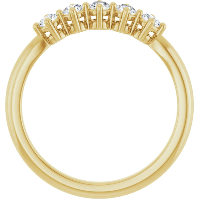 10K Gold Round Natural Diamond Five-Stone Anniversary Band – 1/3–3/4 CTW (Style 123843) - Yellow Gold - view 2