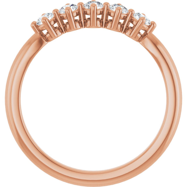 10K Gold Round Natural Diamond Five-Stone Anniversary Band – 1/3–3/4 CTW (Style 123843) - Rose Gold - view 2