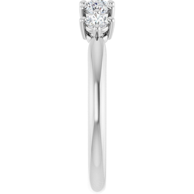 Platinum Round Natural Diamond Five-Stone Anniversary Band – 1/6–9/10 CTW - view 4
