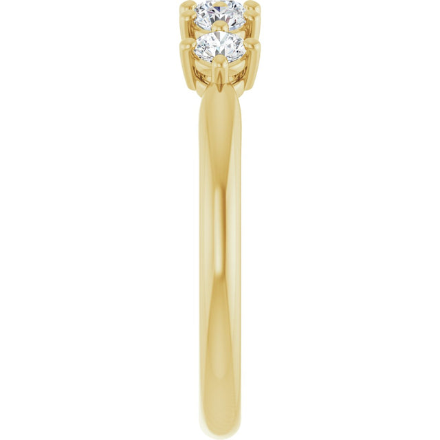 10K Gold Round Natural Diamond Five-Stone Anniversary Band – 1/3–3/4 CTW (Style 123843) - Yellow Gold - view 4
