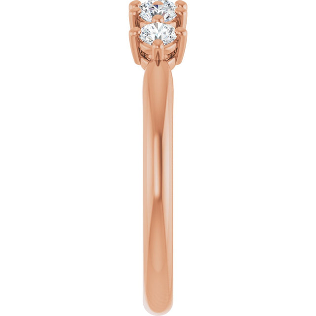 10K Gold Round Natural Diamond Five-Stone Anniversary Band – 1/3–3/4 CTW (Style 123843) - Rose Gold - view 4