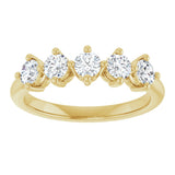 10K Gold Round Natural Diamond Five-Stone Anniversary Band – 1/3–3/4 CTW (Style 123843) - Yellow Gold - view 3