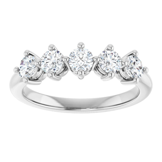 10K Gold Round Natural Diamond Five-Stone Anniversary Band – 1/3–3/4 CTW (Style 123843) - White Gold - view 3