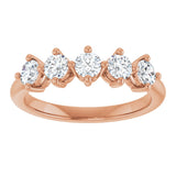 10K Gold Round Natural Diamond Five-Stone Anniversary Band – 1/3–3/4 CTW (Style 123843) - Rose Gold - view 3