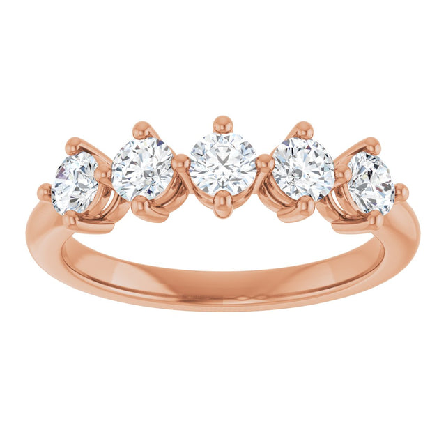 10K Gold Round Natural Diamond Five-Stone Anniversary Band – 1/3–3/4 CTW (Style 123843) - Rose Gold - view 3