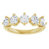 10K Gold Round Lab-Grown Diamond Five-Stone Anniversary Band – 9/10–1 5/8 CTW - Yellow Gold - view 3
