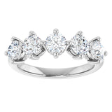 10K Gold Round Lab-Grown Diamond Five-Stone Anniversary Band – 9/10–1 5/8 CTW - White Gold - view 3