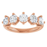 10K Gold Round Lab-Grown Diamond Five-Stone Anniversary Band – 9/10–1 5/8 CTW - Rose Gold - view 3