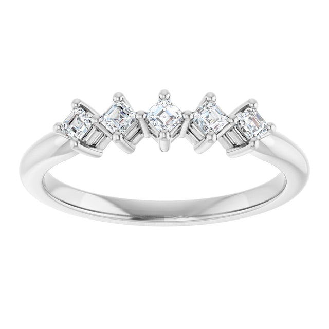 Platinum Asscher Natural Diamond Five-Stone Anniversary Band – 1/4–3/8 CTW - view 3
