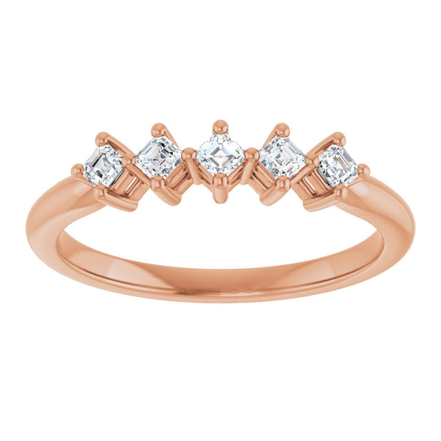 14K Gold Asscher Natural Diamond Five-Stone Anniversary Band – 1/4–3/8 CTW - Rose Gold - view 3