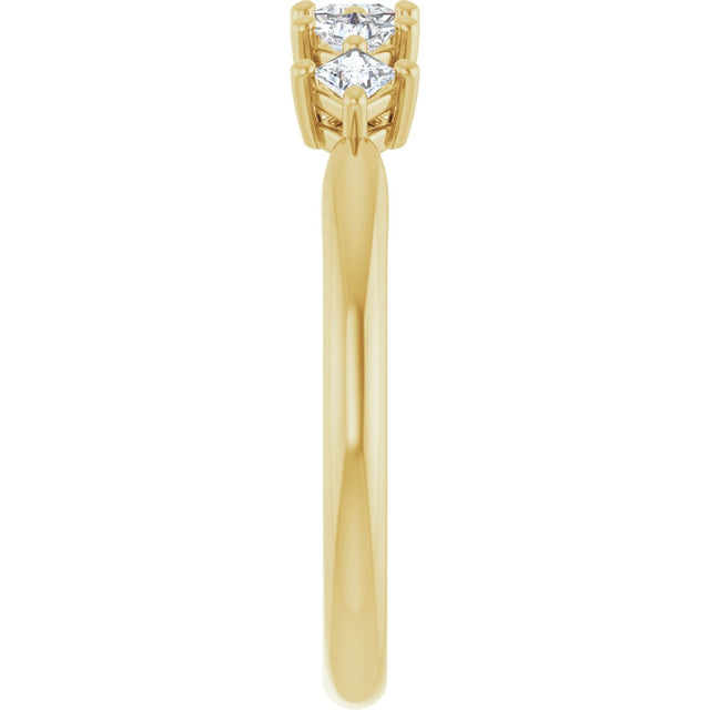 14K Gold Square Natural Diamond Five-Stone Anniversary Band – 3/8–1 1/8 CTW - Yellow Gold - view 4