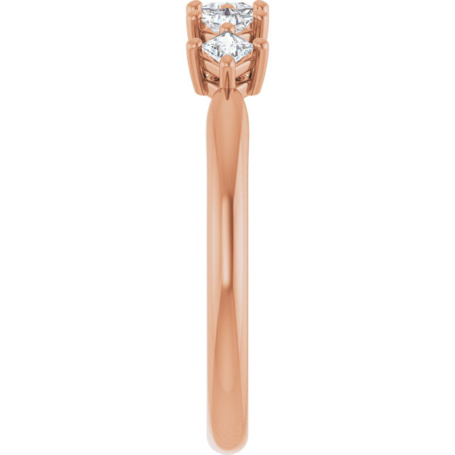10K Gold Square Lab-Grown Diamond Five-Stone Anniversary Band – .07–3/8 CTW - Rose Gold - view 4