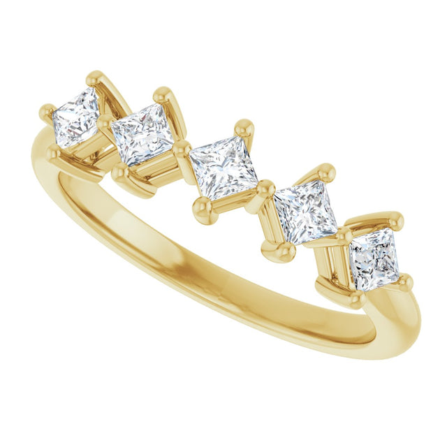 10K Gold Square Lab-Grown Diamond Five-Stone Anniversary Band – 1/2–1 9/10 CTW (Style 123843) - Yellow Gold - view 5